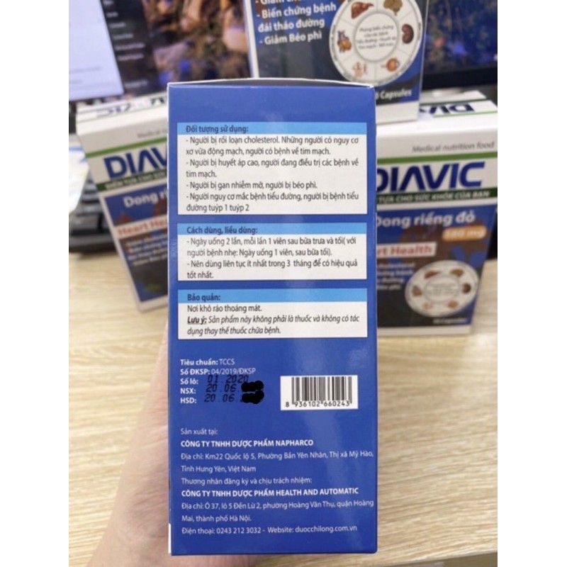 Huyết áp tim mạch Diavic Health Dong riềng đỏ ổn định đường huyết, giảm mỡ máu béo phì, người tiểu đường