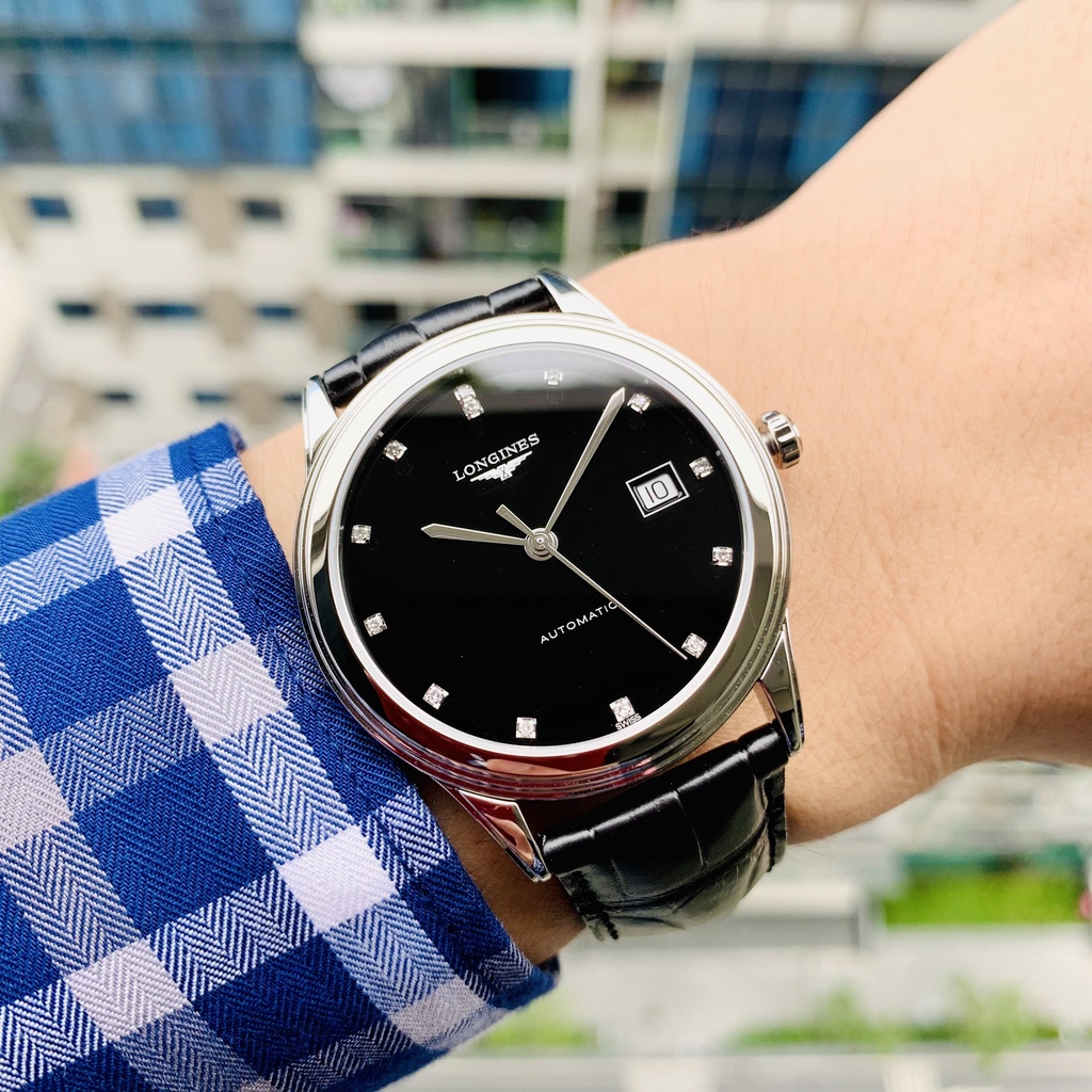 Đồng hồ nam chính hãng Longines Flagship Diamond Black - L4.974.4.57.2 - Máy cơ tự động - Kính Sapphire
