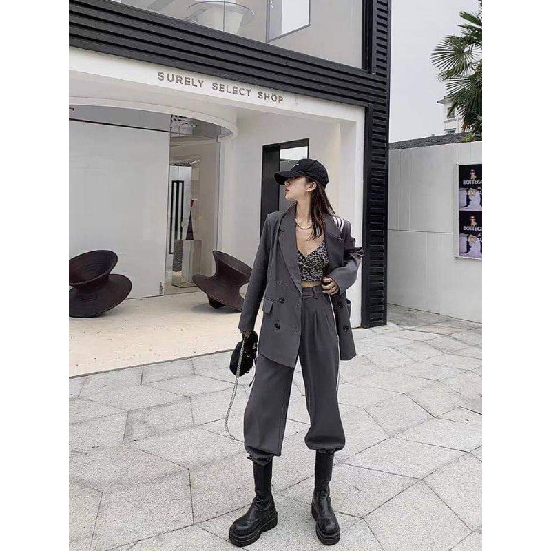 Sét vest xám sọc trắng cực chất