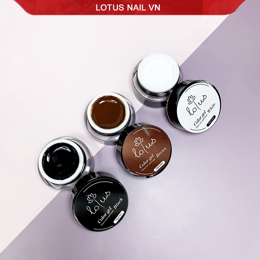 Gel vẽ nail đen trắng Lotus siêu đặc hũ to 10g