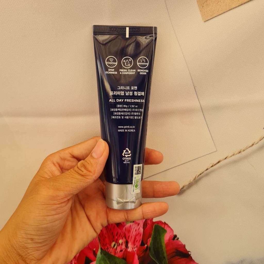 Dung dịch vệ sinh nam Grinif Men's Premium Intimate Wash 80ml cao cấp Hàn Quốc +Tặng BT Than Tre & Lược Tex