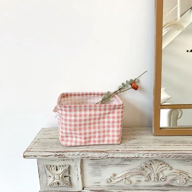 Hộp Đựng Đồ Hình Vuông Bằng Vải Lanh Cotton Để Bàn Trang Trí