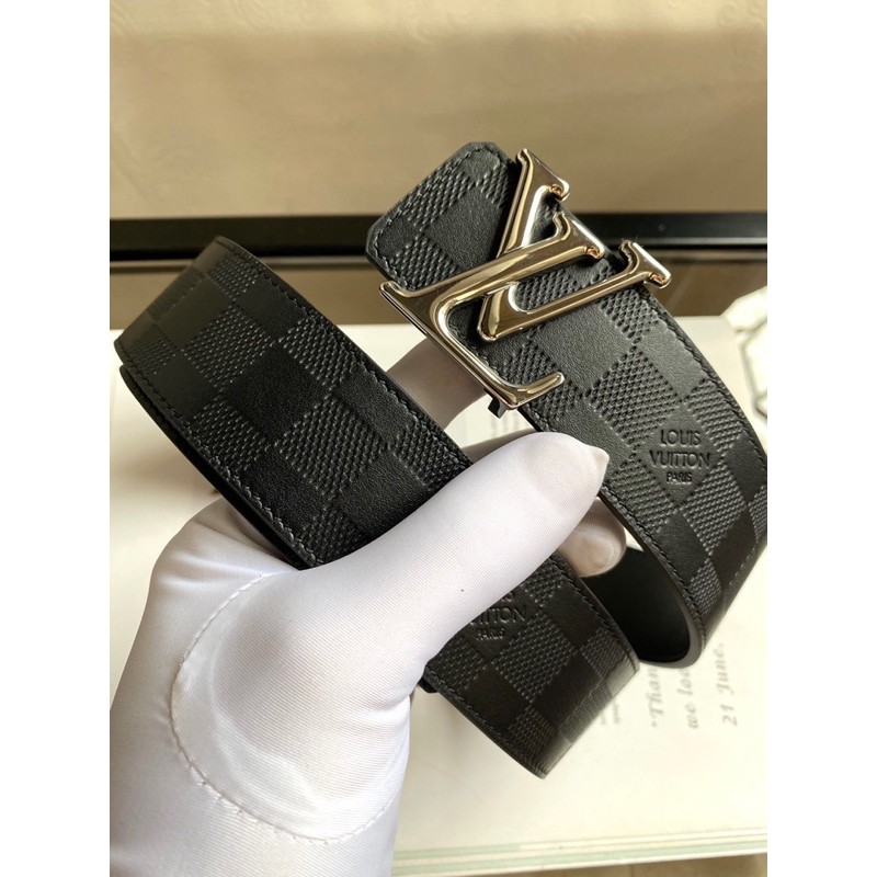 Thắt lưng da nam Louis Vuitton LV cao cấp da thật dập vân kẻ caro