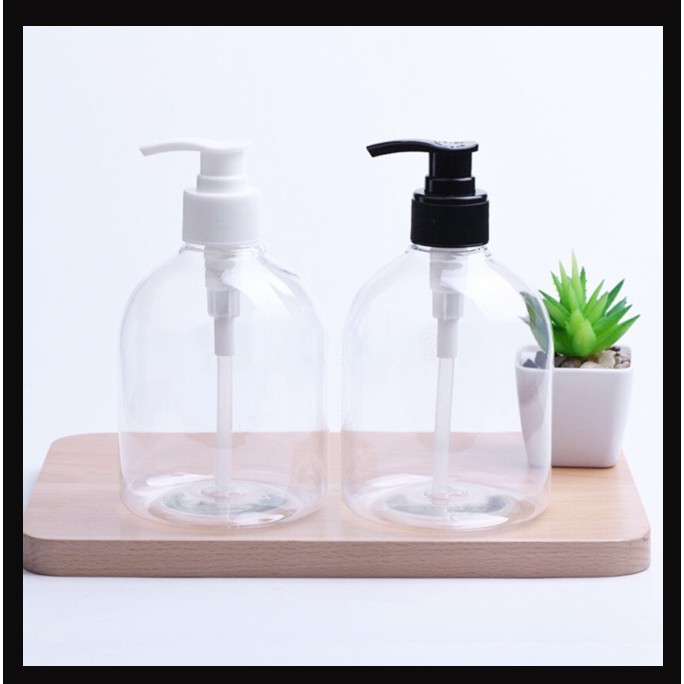 CHAI NHỰA TRONG SUỐT/ Trắng/ NÂU/ Xanh 500ML  - Bình CHIẾT MỸ PHẨM NẮP VÒI NHẤN / nắp Bật Đen, Nắp Nhôm