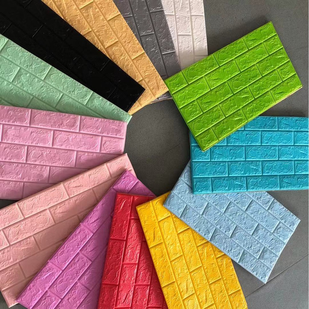 [THANH LÝ XẢ KHO] Xốp Giả gạch giá rẻ bóng đẹp, keo chắc chắn khổ 39*70 cm