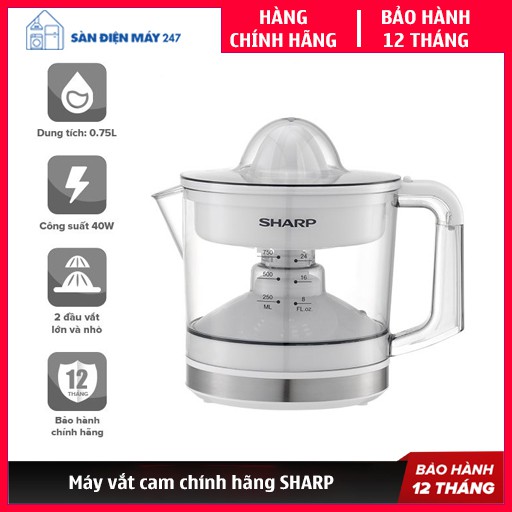 [Bảo hành 12 tháng] Máy Vắt Cam Sharp 0.6-1.5 Lít - Chính Hãng Bảo Hành 12 tháng-2 Đầu Vắt, Lưới Lọc 2 Lớp