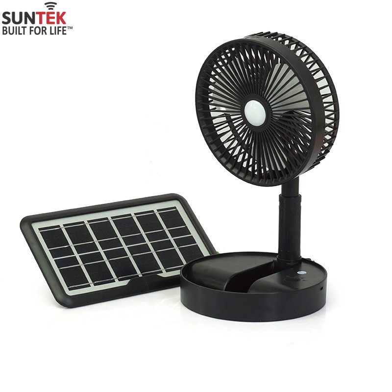 COMBO Quạt Tích Điện Có Đèn Ngủ SUNTEK S2058 12W + Tấm Pin Sạc Năng Lượng Mặt Trời SUNTEK 638 6V/3.8W - Hàng Chính Hãng