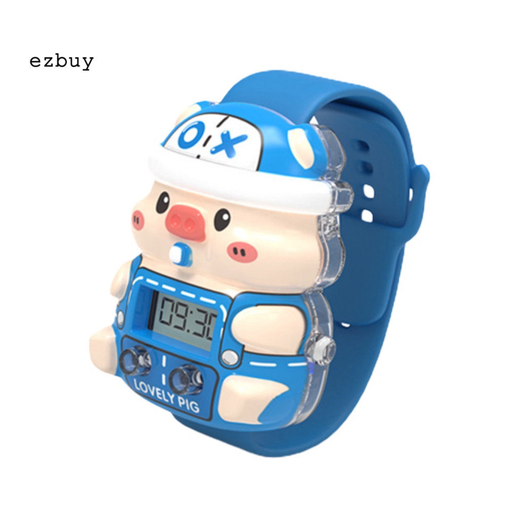 Đồng Hồ Đeo Tay Phát Sáng Hình Chú Heo Hoạt Hình Đáng Yêu Giáo Dục Sớm Cho Bé
