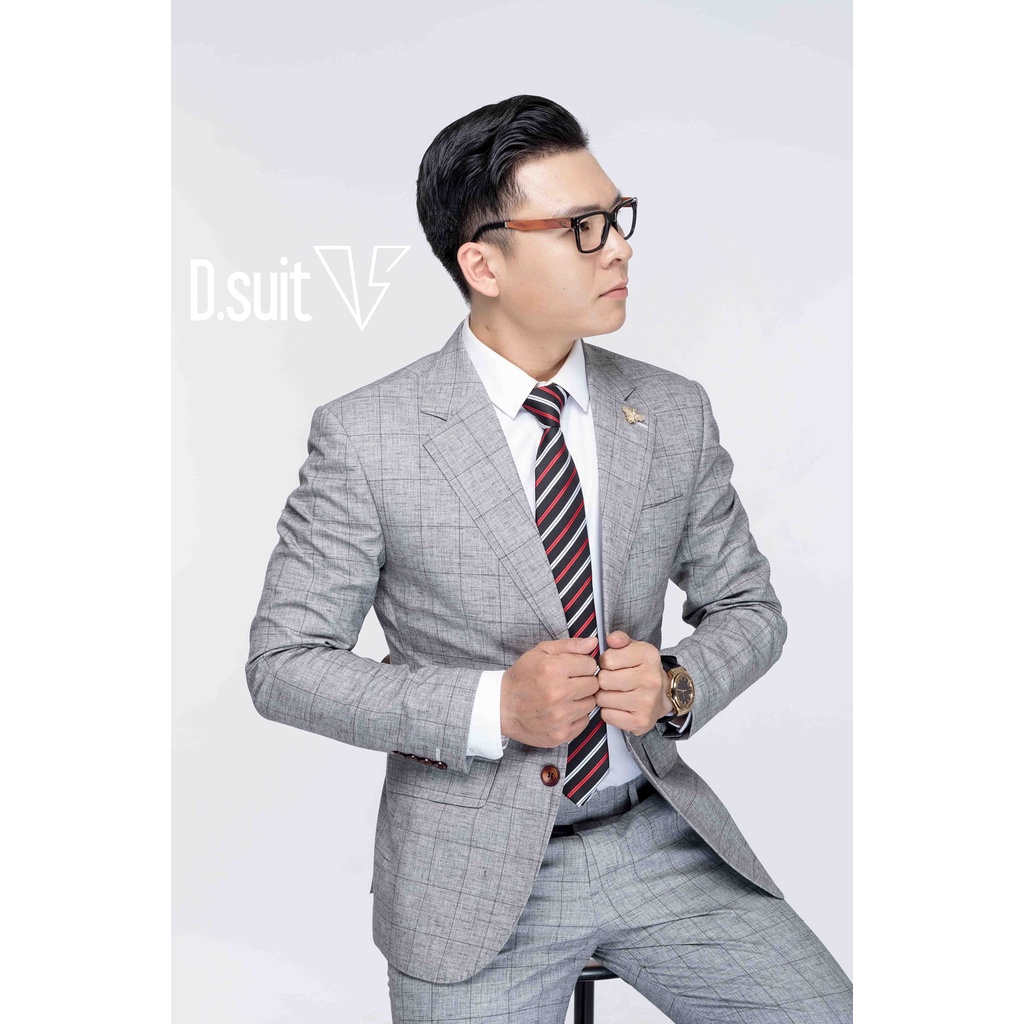 Vest nam Hàn Quốc from 1 cúc dáng trẻ trung mẫu kẻ karo-Shop Suit