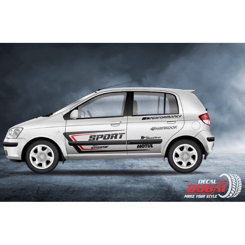 Tem Dán Trang Trí Xe Huyndai Getz Đỏ Đen Sport Performance