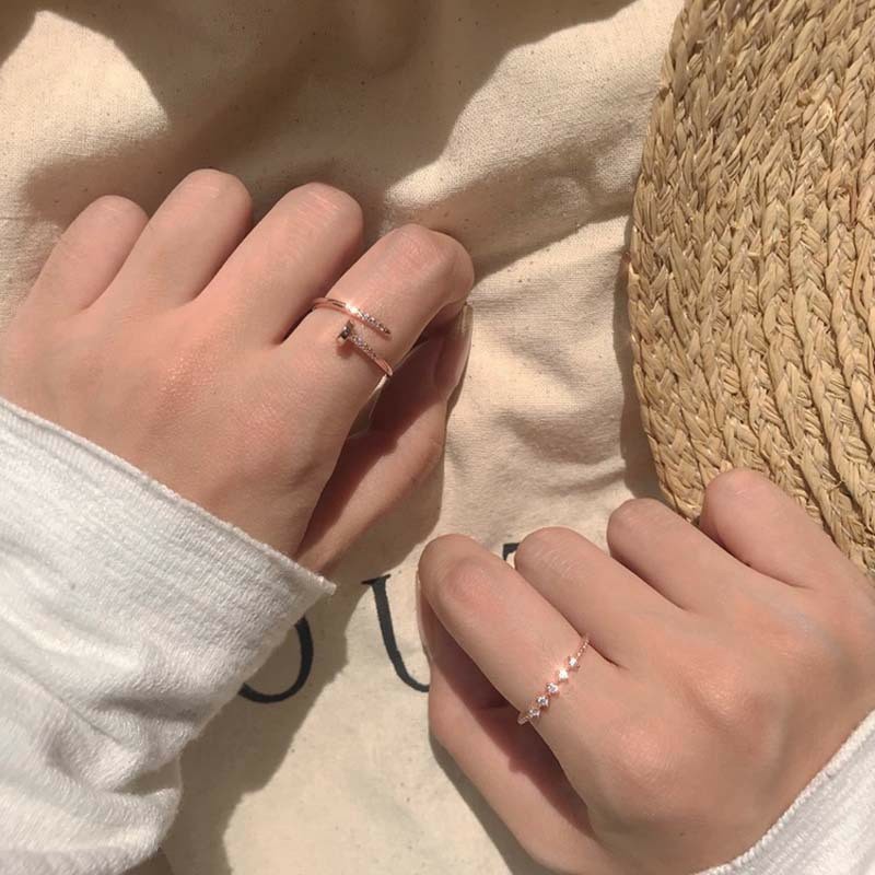 Set 2 Nhẫn Đính Đá Thời Trang Dành Cho Nữ