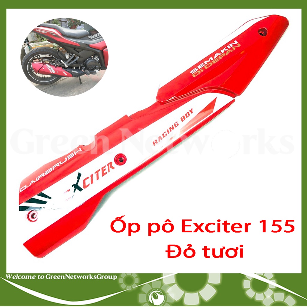 Ốp pô xe Exciter 155 2021 đủ màu kèm chụp đít pô Greennetworks ( Mẫu In trên sp giao ngẫu nhiên )