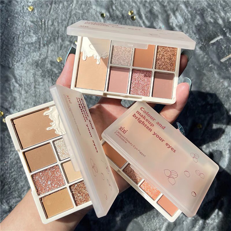 Bảng phấn mắt hạt dẻ 7 màu XIXI kiêm bắt sáng phấn má tạo khối nhũ kira Soft Glow Seven-color Eyeshadow Palette XIXI27 | BigBuy360 - bigbuy360.vn