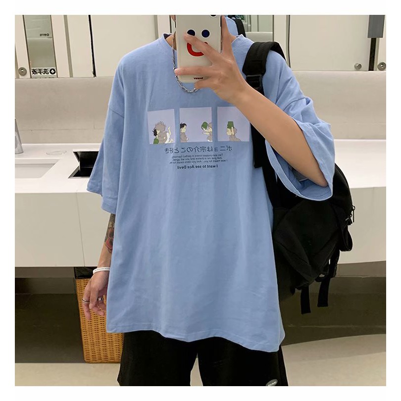 Áo Nam Tay Ngắn In Chữ Ponyo And Sosuk Size M-3Xl