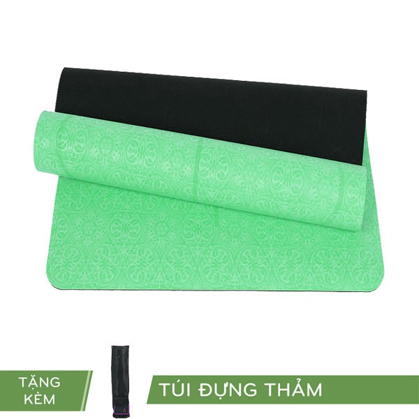 Thảm Tập Yoga Relax Hebeyoga PU Định Tuyến màu Xanh Lá Tặng kèm túi đựng thảm cao cấp