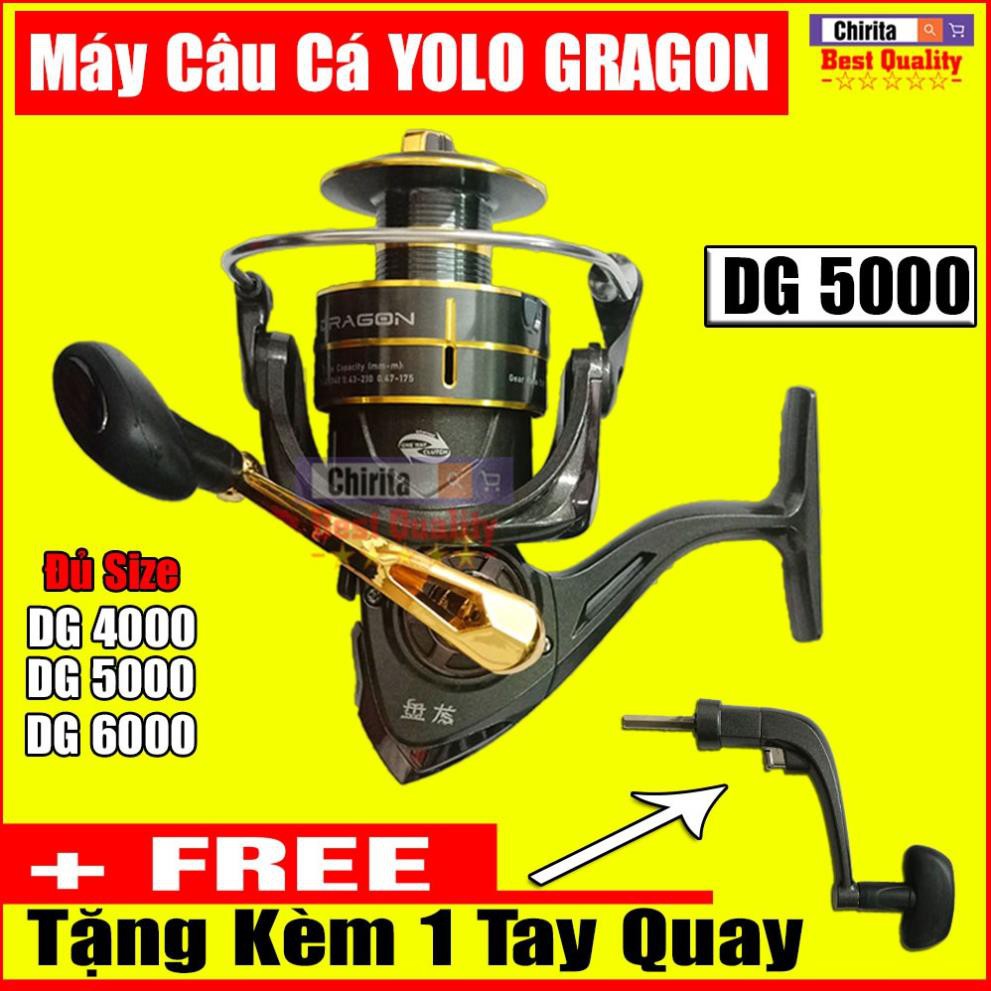 Máy Câu Cá YOLO DRAGON Đủ Size DG4000 DG5000 DG6000 - Cần Câu Cá YOLO FASHION REEL Tặng Kèm 1 Tay Quay