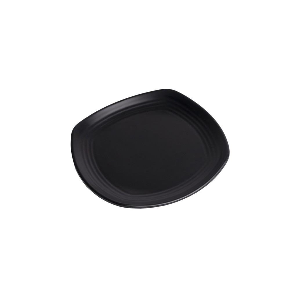 Dĩa vuông gân size 23.7cm nhựa Melamine Nhám Đen/Nhám Xám (DV158N)