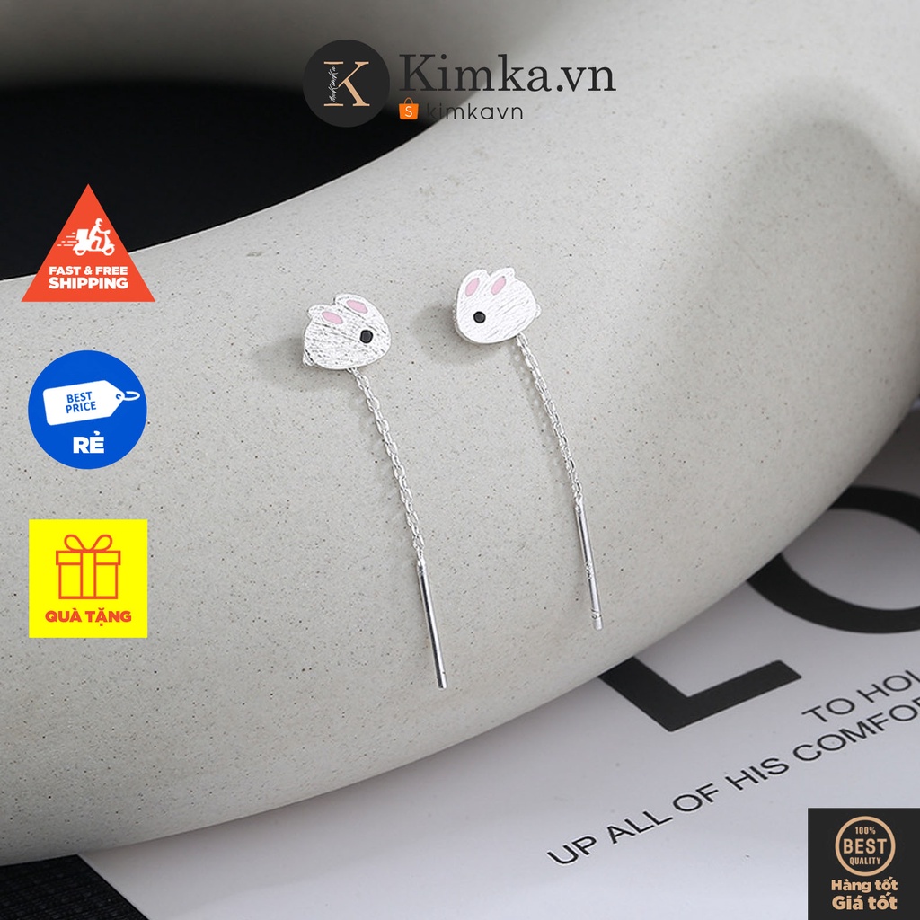 (0675) Khuyên Tai Nụ Thỏ Dễ Thương Dây Rủ Hàn Quốc