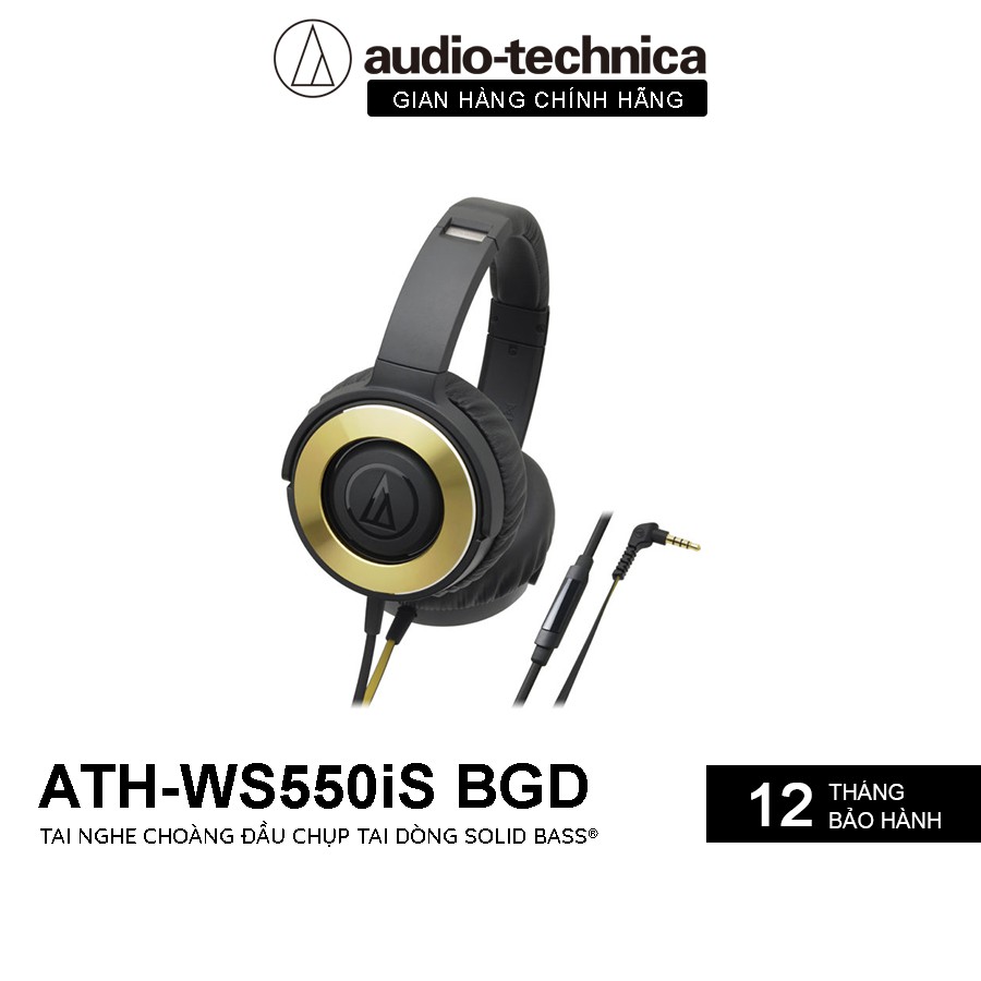 Tai Nghe Chụp Tai Overear Audio Technica ATH-WS550iS Solid Bass - Hàng Chính Hãng