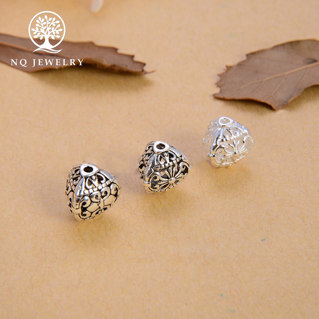 Charm chặn hạt 3 mặt họa tiết hoa văn - NQ Jewelry