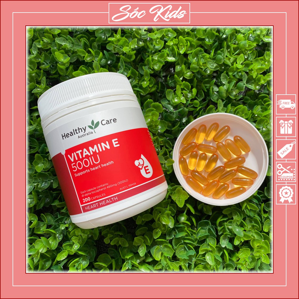 Vitamin E Healthy Care 500iu Chăm Sóc Da Mặt Từ Bên Trong Cho Mẹ - CHUẨN ÚC | DATE 2023 | MẪU MỚI | 200 VIÊN | SÓC KIDS | Thế Giới Skin Care