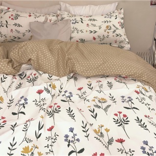 Set chăn ga gối poly cotton: hoa nhí vàng