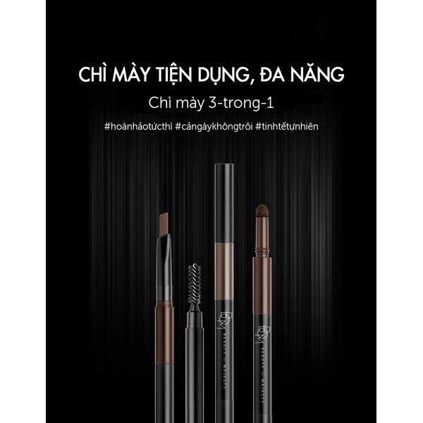 Chì Kẻ Mày B.O.M 3 In 1 Triple Edge Eye Brow