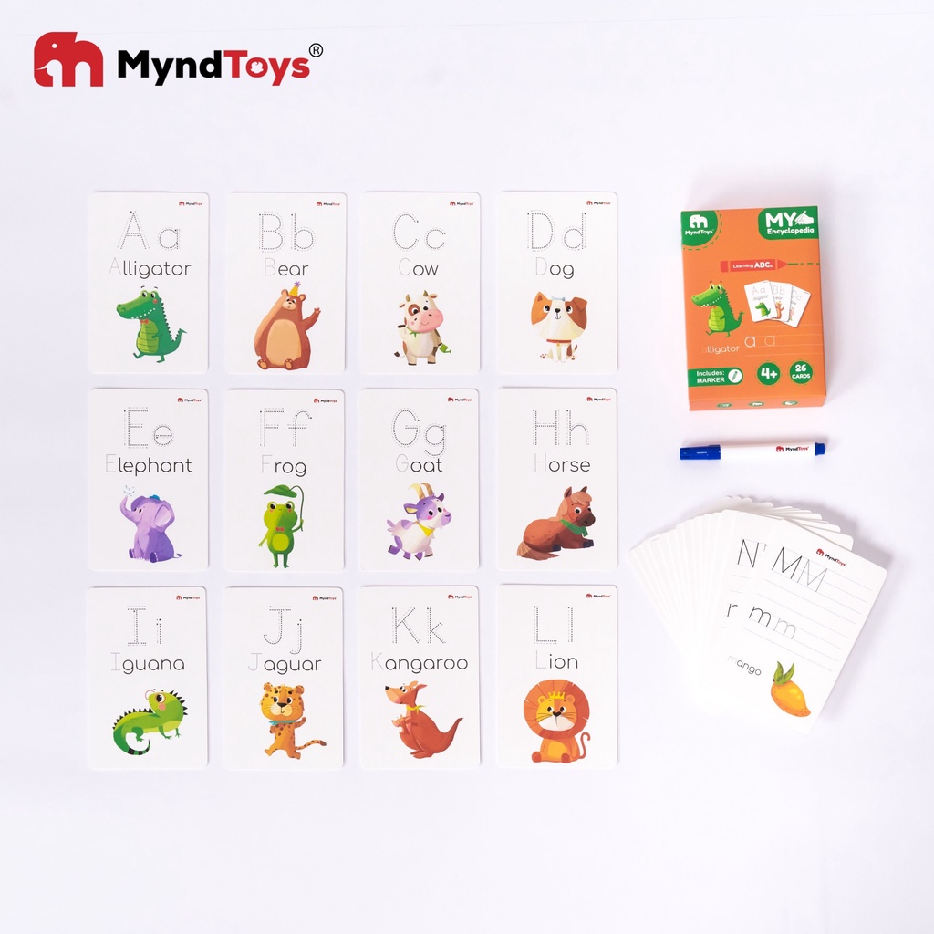 Bộ Đồ Chơi Xếp Hình My Encyclopedia Learning ABC 26 Cards MyndToys - BỐ KHỦNG LONG