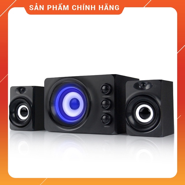 Bộ 3 Loa Nghe Nhạc Máy Tính Để Bàn D-206 Âm Thanh Trầm Hỗ Trợ Bluetooth, USB, Thẻ nhớ, Jack 3.5