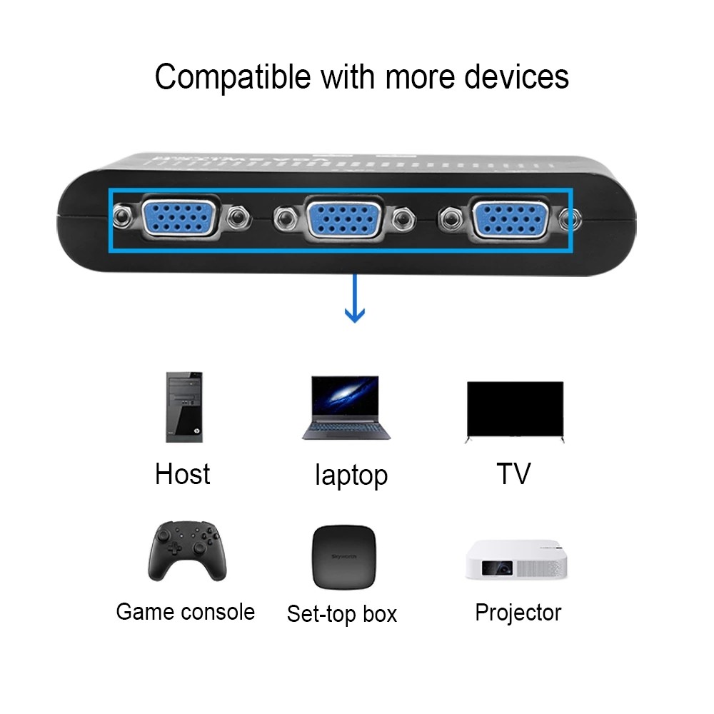 Hộp chia 2 cổng VGA 1920x1440 chất lượng cao cho màn hình máy tính