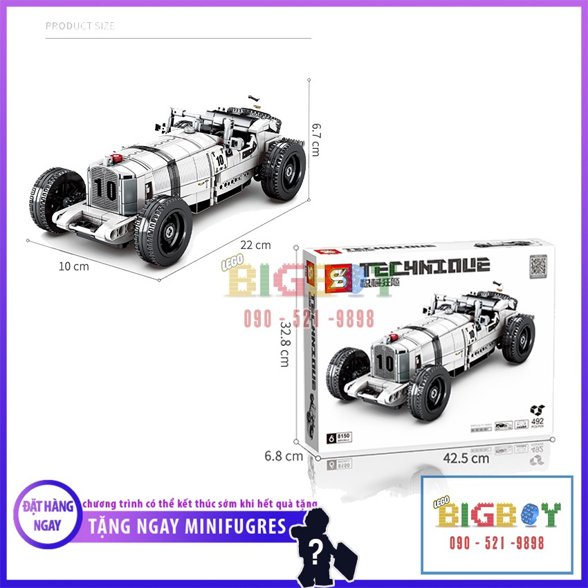 Lego Technic Xe Cổ Xếp Hình Giá Rẻ SY 8150, 492 PCS, Chất Liệu ABS Cao Cấp