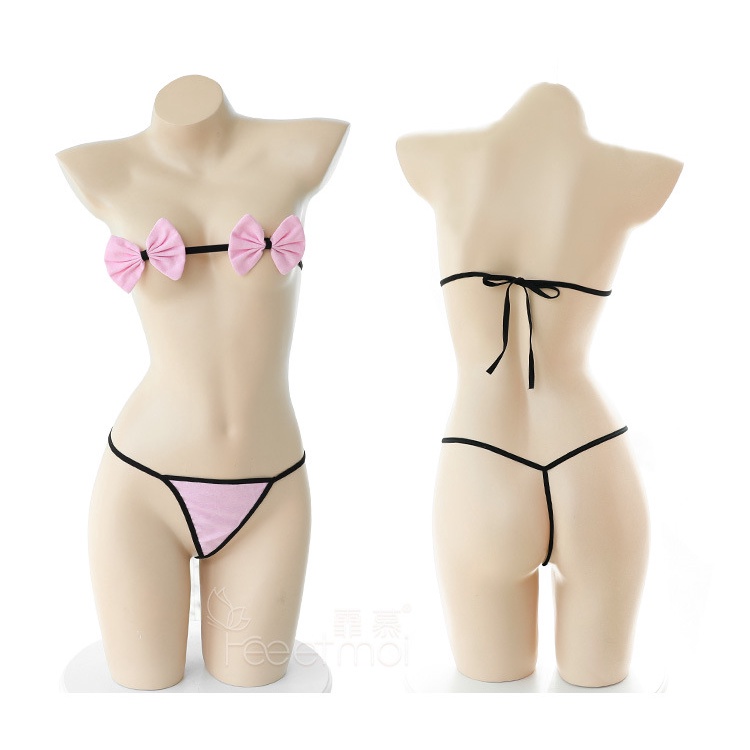 Cosplay hầu gái Nhật Bản độc đáo cá tính mẫu mới màu đen pha hồng nơ ngực siêu quyến rũ lọt khe