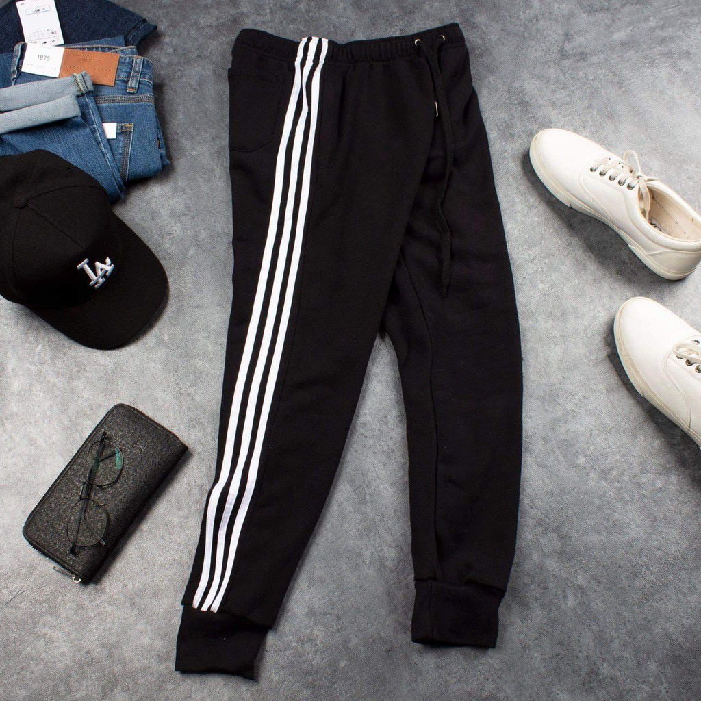 Quần thể thao nam, quần dài jogger nam nữ 3 sọc chất liệu cotton poly dày dày dặn co giãn tốt thoải mái khi vận động