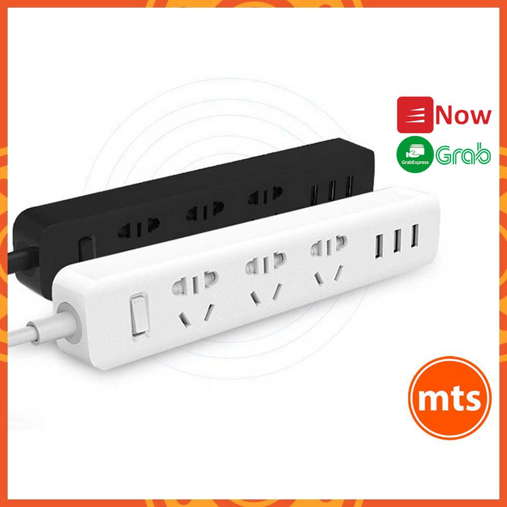 Ổ cắm điện xiaomi power strip 3 cổng USB sạc 5V 2A Màu Trắng, Đen Tùy chọn đầu chuyển đổi tiện dụng
