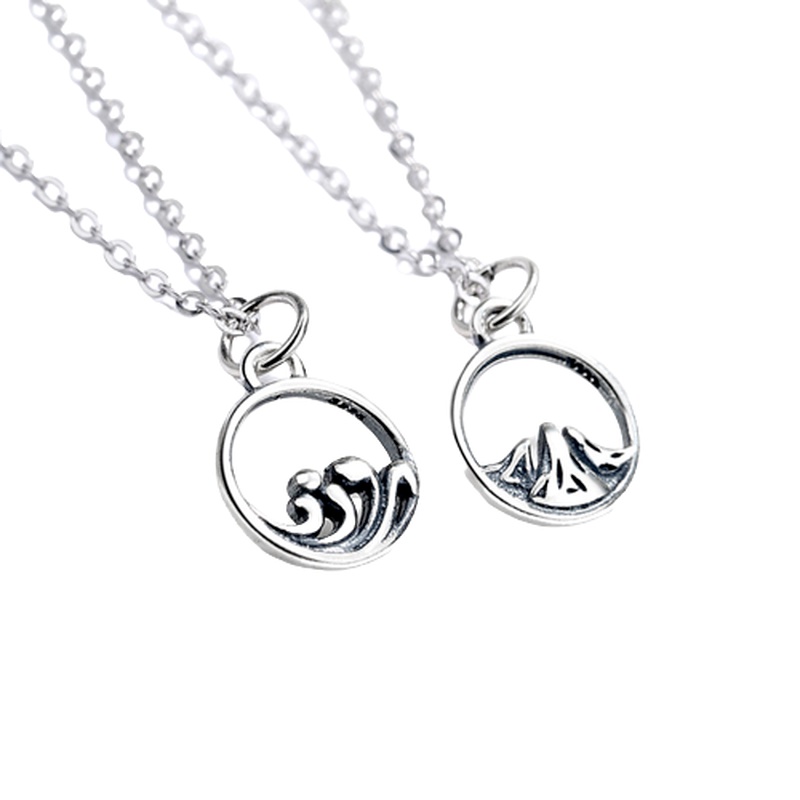 Set 2 Dây Chuyền Mặt Hình Ngọn Núi Thời Trang Cho Cặp Đôi