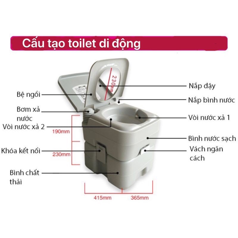 Toilet vệ sinh dã ngoại di động 12L + 20L