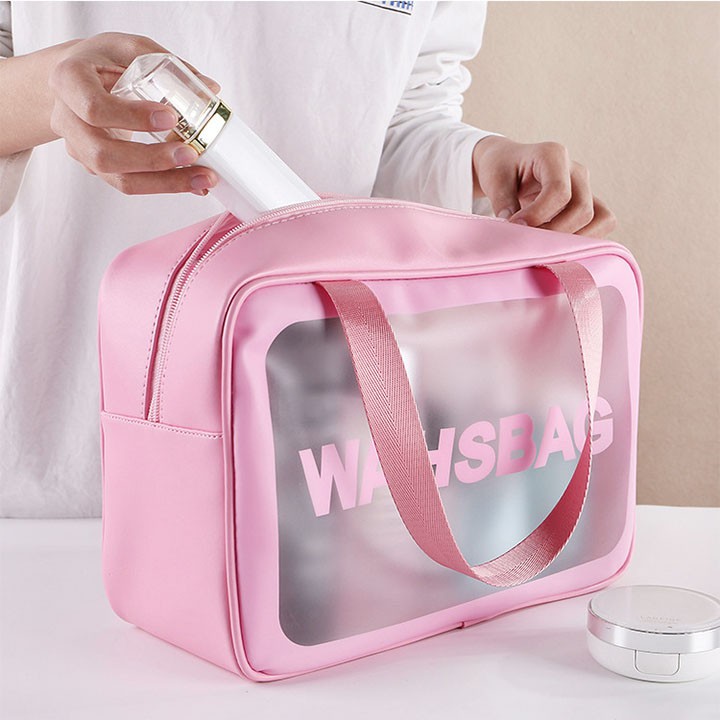 Túi đựng mỹ phẩm, đồ trang điểm đi chơi du lịch washbag trong suốt, chống thấm nước tiện dụng HL8 ts