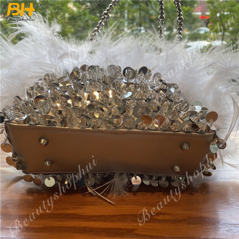 Túi Đeo Chéo Lông Vũ Thổ Nhĩ Kỳ Vintage Cho Nữ