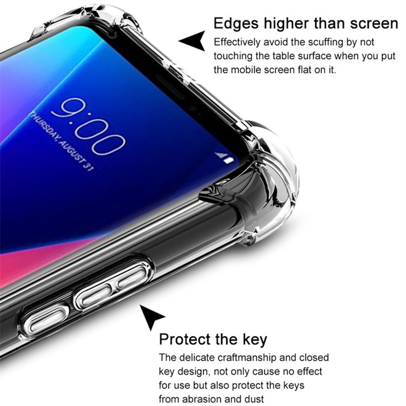 Ốp điện thoại mềm trong suốt thiết kế chống sốc cho LG V20 V40 X Power 3 2 G8 ThinQ