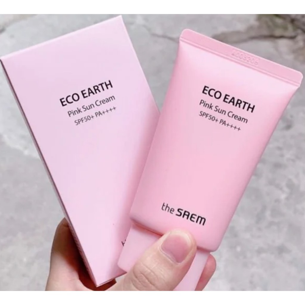 (Mẫu 2020) The Saem - Kem chống nắng The Saem eco earth power pink sun cream SPF50+ PA++++ 50ml