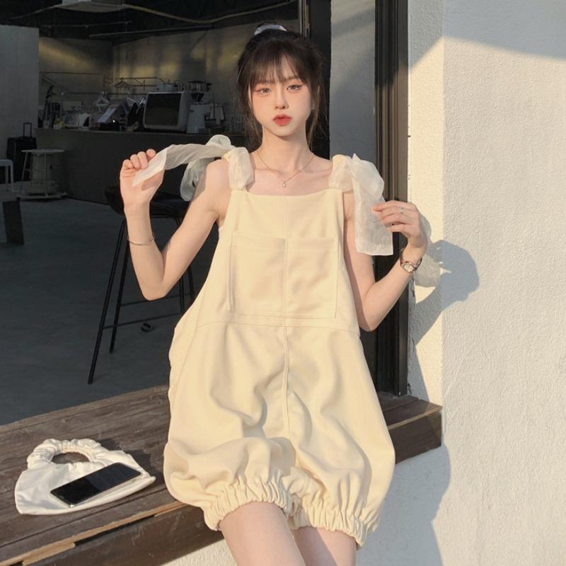 Set áo thun tay ngắn + quần yếm ngắn thời trang Hàn Quốc cho nữ có bán lẻ