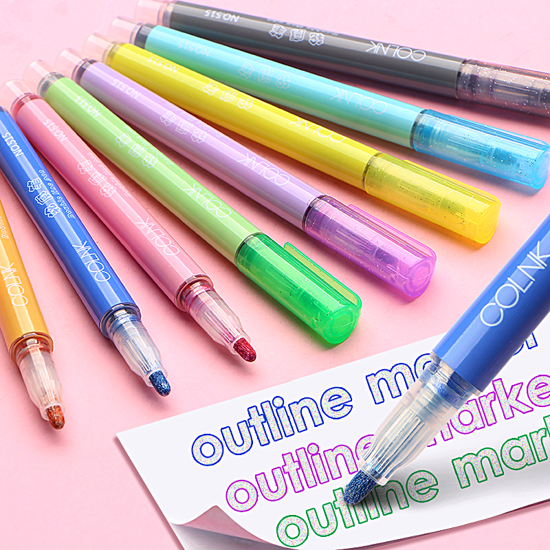Set 8 bút kim tuyến vẽ đường hai viền phong cách graffiti