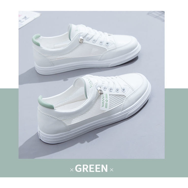 Giày Thể Thao Đế Bằng Phối Lưới Thoáng Khí Thời Trang Mùa Hè 2022 Mới Cho Nữ