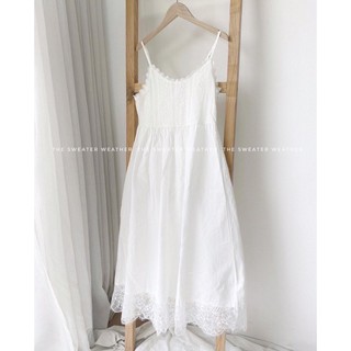 Váy hai dây maxi ren trắng