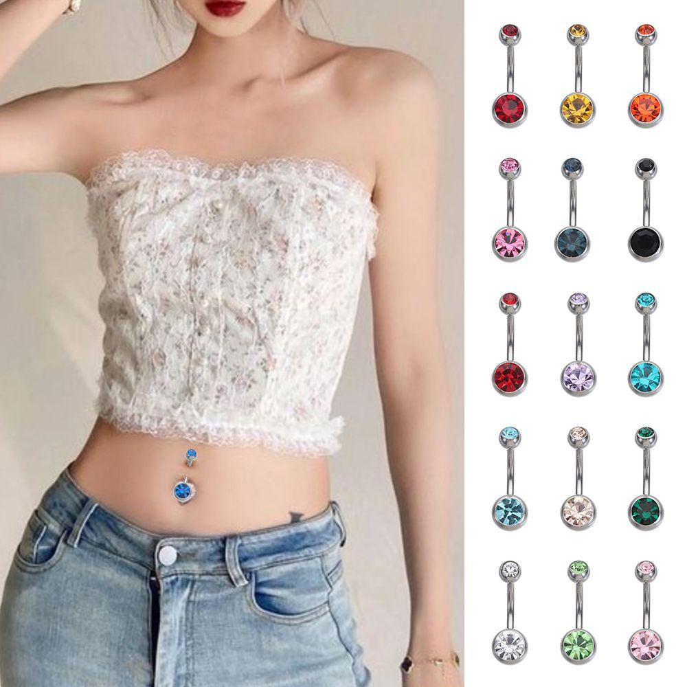 Khuyên Rốn Thép Phẫu Thuật Nhiều Màu Sắc Thời Trang|Khuyên Rốn Đính Đá Lấp Lánh Thời Trang Cho Nữ