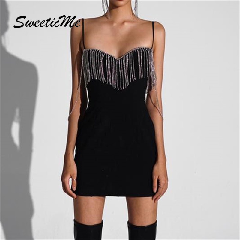 Đầm Nữ Đính Hạt Cắt Thấp Quyến Rũ Kiểu Mới SweeticMe