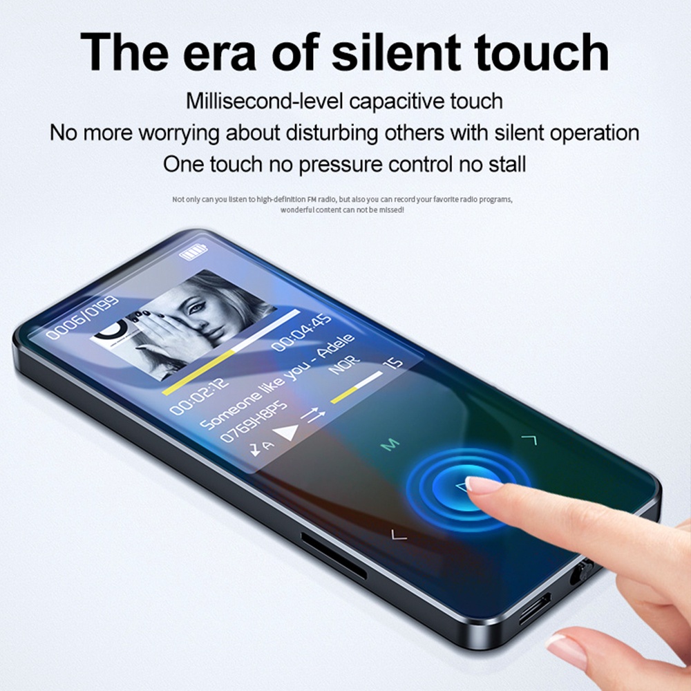 Máy nghe nhạc Mp3 VIRWIR màn hình cảm ứng bluetooth / thu âm / E-Book / FM Walkman hỗ trợ thẻ nhớ 4Gb 128GB TF