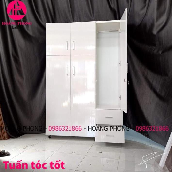 Tủ quần áo Người lớn Nhựa đài loan 1m22 x 1m85 Màu trắng 3 cánh  Cao cấp bảo hành 2 năm Miễn phí vận chuyển