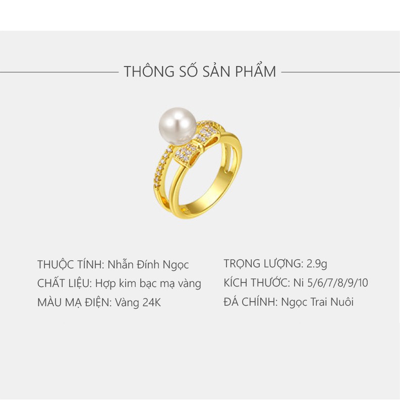 Nhẫn Nữ Mạ Vàng 24K, Phong Cách Cổ Điển Trang Nhã, XPN13