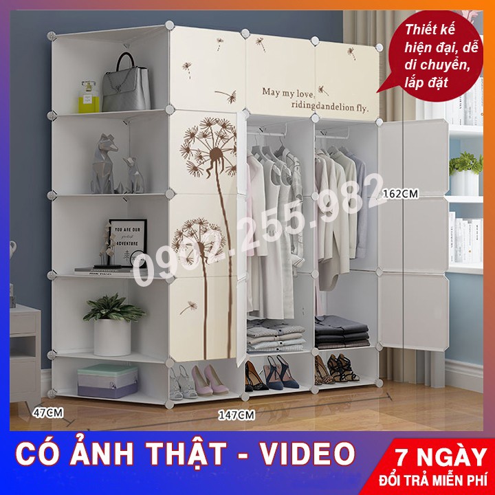 TỦ NHỰA LẮP GHÉP ĐA NĂNG ĐỂ QUẦN ÁO CHO BÉ 16 Ô VÀ 4 GIẦY Ô BỘ TRẮNG BỒ CÔNG ANH sâu 47cm